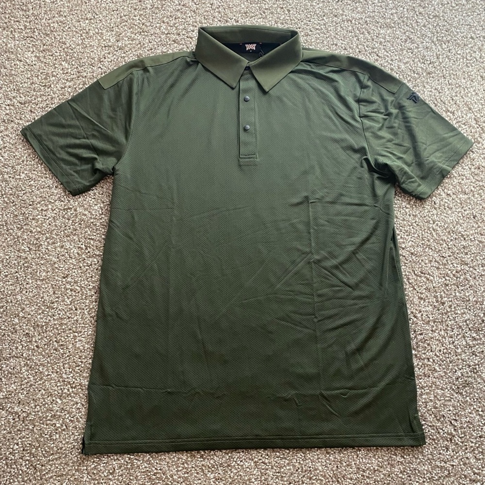 NWT PXG Comfort Fit Broken Panel Polo Hunter Green